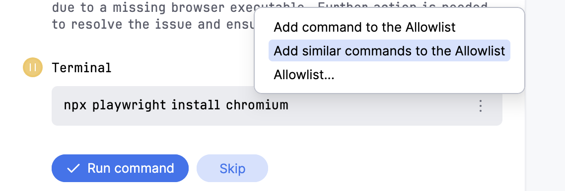Add terminal command to Allowlist Add terminal command to Allowlist