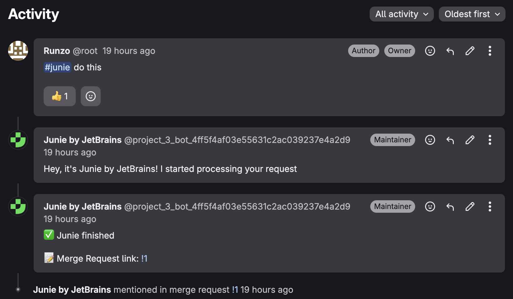 Gitlab junie comment