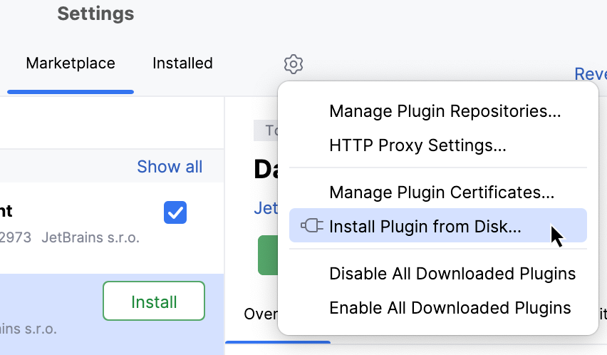 Install Plugin from Disk Install Plugin from Disk